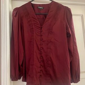 Express Burgundy Button Up Blouse